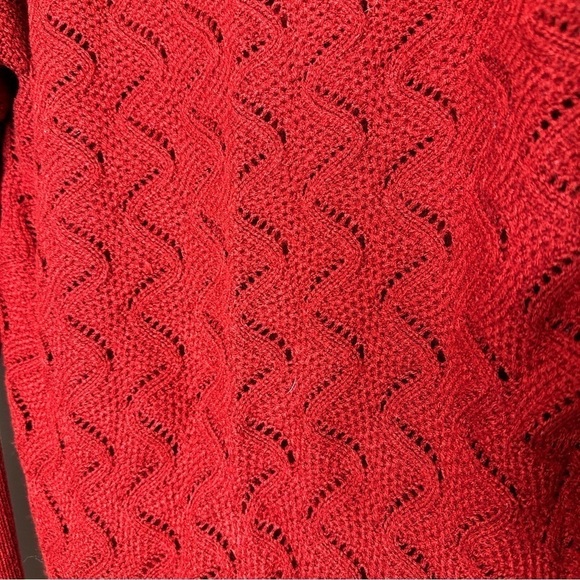 It’s our time red loose knit scoop neck sweater - Picture 2 of 6